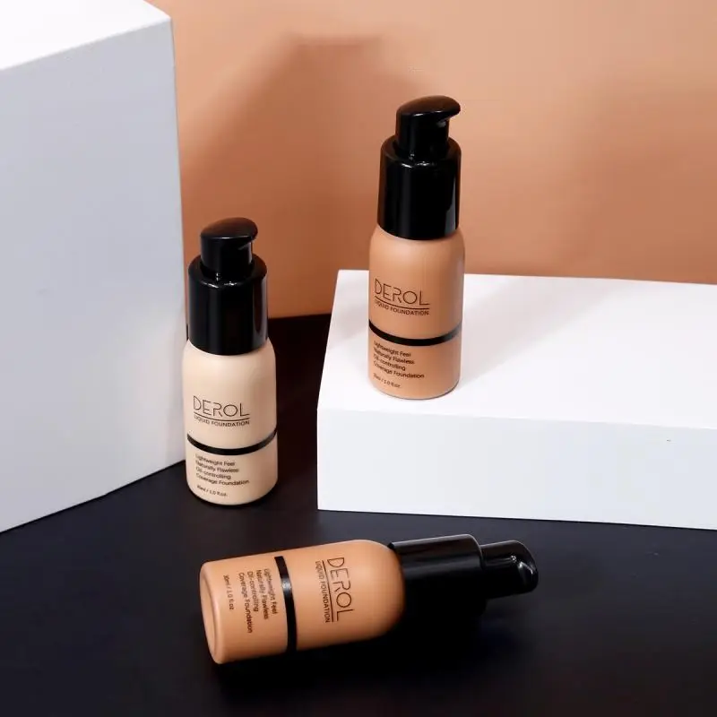 DEROL DR007 foundation riasan cair 8 warna concealer pencukur putih kosmetik wanita dasar primer untuk kulit gelap