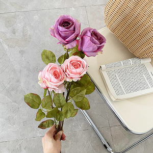 Ramo de Rosas Artificiales, Flores de Seda Rosa, Alta Simulación, Decoración para Bodas y Hogar, Moldeado por Inyección, Reutilizable - Product Image 4