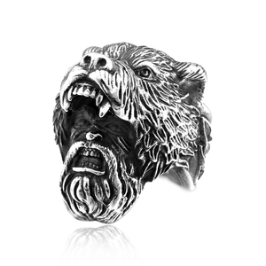 Bague en acier inoxydable pour homme SS8-648R, tête d'ours <span class=keywords><strong>viking</strong></span>, crâne barbu, bijoux de mode, cadeau - Product Image 1