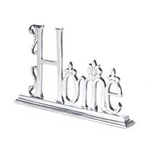 Stylish Design Home <b>Letter</b> Sculpture Tabletop Decorative Metal Silver Finished for Living Room Desktop Sculpture - Product Image 1