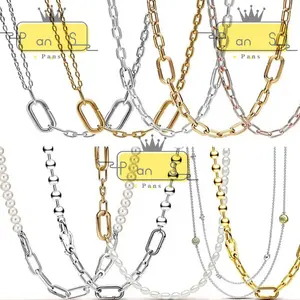 Hadiah Perhiasan untuk wanita cocok untuk iPandoraer asli DIY produksi desainer pesona 925 disesuaikan Sterling Silver kalung