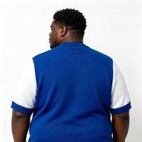 Vente en gros de vêtements en tricot pour hommes, nouveau pull décontracté, sweat-shirt à manches courtes personnalisé bleu et blanc pour hommes