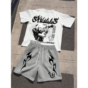 Custom LOGO T-Shirts <b>Set</b> OEM ODM Streetwear Distressed Vintage Washed Cotton Tee Short Sleeve <b>Sets</b> Men's T-Shirts - Product Image 3