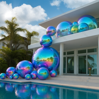 Ballon miroir gonflable en PVC coloré, sphère métallique brillante géante, imperméable, logo personnalisé, résistant aux intempéries, pour la publicité