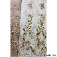 Tissu en dentelle de tulle à sequins 3D, maille brodée écologique en polyester/coton, nouvelle arrivée pour robes