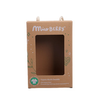 Boîte d'emballage portable en papier kraft personnalisée pour serviettes en coton, boîte de présentation rectangulaire pliable avec fenêtre transparente