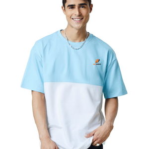 เสื้อยืดโอเวอร์ไซส์ผู้ชายคุณภาพดี สีน้ำเงิน ทรงหลวม คอทรงกลม ผ้าฝ้าย ใส่สบาย สไตล์ลำลอง - Product Image 1