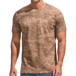 เสื้อยืดคอกลมแขนสั้นทรงเข้ารูปสำหรับผู้ชาย พิมพ์ลายสีน้ำตาล ผ้าโพลีเอสเตอร์ถัก ระบายอากาศได้ดี สไตล์ลำลอง - Product Image 2