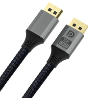Cable DP 16K de aleación de aluminio de 1m y 2m certificado Vesa, cable de PVC 16K @ 30Hz 8k @ 60Hz 4 @ 240Hz 40gbps, cable DisplayPort para ordenador HDTV Stock.