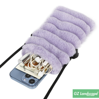 Fausse fourrure de lapin doux pochette pour téléphone portable en peluche moelleux hiver chaud confortable petit sac à bandoulière pour téléphone