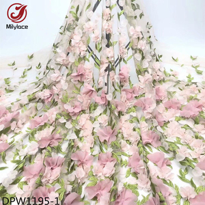 Wedding Party Dress Wonderful Embroidery Tulle Applique 3D Flower Lace Fabric