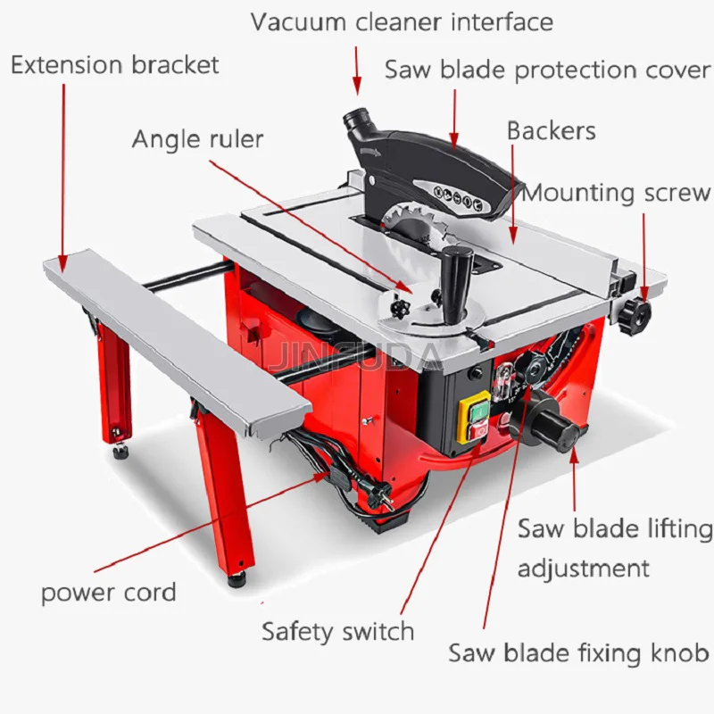 Multi-Functional Sliding Table Saw Household Woodworking Machinery Small Woodworking Table Saw Wood Cutting Machine