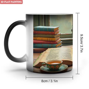Tasse magique 11oz en céramique noire givrée, changeant de couleur à la chaleur, pour usage quotidien - Product Image 1