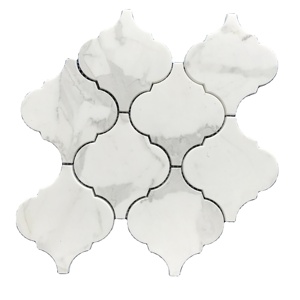 Mosaïque de marbre Calacatta Gold à chevrons de 10 mm d'épaisseur, design moderne, solution graphique pour les murs intérieurs des hôtels - Product Image 6