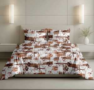 Ensemble de literie moderne à motifs végétaux imprimés, 3 pièces, 100% coton, drap de lit respirant, ensemble de taies d'oreiller - Product Image 3