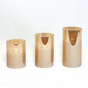 Bougie pilier en verre sans flamme à piles LED avec télécommande Décoration de bureau Maison Mariage Veilleuse Vente en gros - Product Image 2