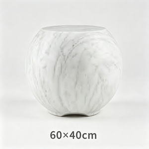 Handcrafted <b>Round</b> <b>Coffee</b> <b>Table</b> Made of White <b>Marble</b> for Living Room and Bedroom Natural - Product Image 1