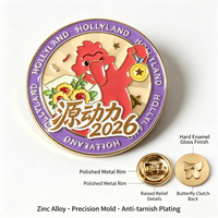 Badge en métal émaillé rigide personnalisé, rond, en relief, plaqué or, en alliage de zinc, style patriotisme, logo commémoratif pour