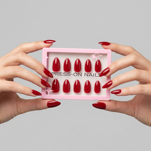Lot de 30 <span class=keywords><strong>faux</strong></span> <span class=keywords><strong>ongles</strong></span> amande rouge <span class=keywords><strong>bordeaux</strong></span> à presser, vente chaude TikTok, marque privée, avec logo personnalisé, en gros - Product Image 4