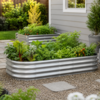 Kit de Jardinière Ovale Extérieure en Métal Ondulé en Alliage d'Aluminium Thermolaqué pour Légumes, Fleurs et Herbes – Vente en Gros
