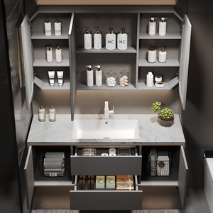 KHÁCH SẠN theo phong cách thông minh tủ phòng tắm bằng gỗ rắn với Bộ lưu vực đá <span class=keywords><strong>Granite</strong></span> liền mạch - Product Image 5