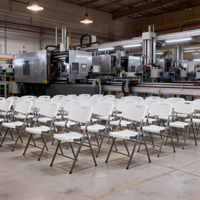 Chaise pliante en plastique blanc à montage rapide avec patins anti-marques pour centre commercial