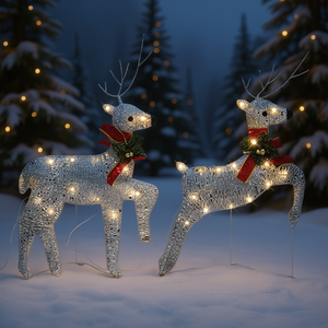 Juego de 2 Renos Navideños Plateados con 40 LED, Decoración Festiva para Exteriores - Product Image 2