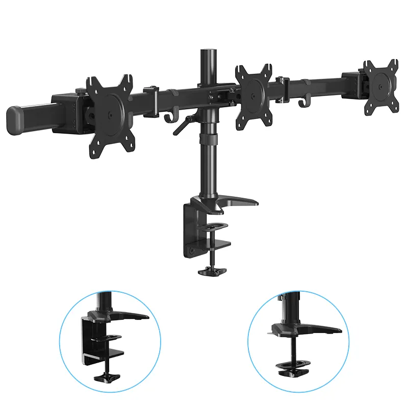 Triple Monitor Desk Mount Fully Adjustable Articulating Arms Horizontal Stand Fits 3 LCD Computer Screens up to 27 inch 17.6 lbs