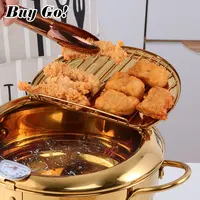 Buygo מטבח כלי בישול נירוסטה עם בקרת טמפרטורה ומכסה יפני סגנון טמפורה הטיגון מחבת