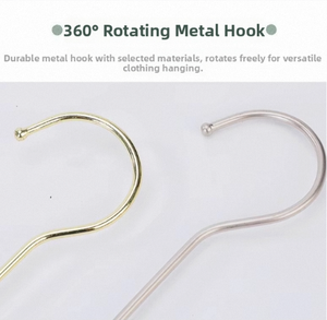 Cintres modernes miniatures ronds <span class=keywords><strong>en</strong></span> métal pour foulards, sacs à main et cravates, petite taille, <span class=keywords><strong>en</strong></span> <span class=keywords><strong>bois</strong></span> transparent <span class=keywords><strong>en</strong></span> forme de S avec crochet doré - Product Image 3