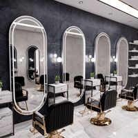 Prix Usine Design Personnalisé de Meubles de Salon de Coiffure Modernes de Luxe Léger avec Miroir Ovale Carré