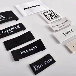 Logo <span class=keywords><strong>personnalisé</strong></span> Échantillon gratuit Étiquettes de vêtement en coton plié à l'extrémité pour marque de vêtement-Lavable Taille personnalisée - Product Image 2
