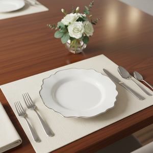 Service de table en <span class=keywords><strong>porcelaine</strong></span> fine <span class=keywords><strong>blanche</strong></span> avec bordure <span class=keywords><strong>argent</strong></span>ée, <span class=keywords><strong>assiette</strong></span> ronde et soucoupe à bord festonné, ensemble pour le thé de l'après-midi - Product Image 1