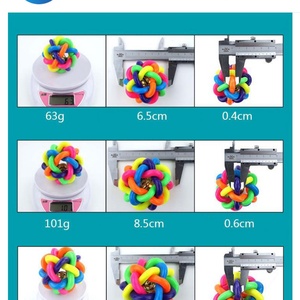Jouet à mâcher tressé, balle colorée, balle à clochette pour chien et chat, jouet pour animaux de compagnie - Product Image 3