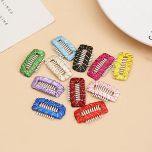 Cinta envuelta con bordes dorados y brillantes de 3,2 cm, clips de Metal para extensión de 9 dientes, horquillas a presión para cabello de mascotas hechas a mano, joyería para el cabello - Product Image 2