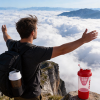 Gobelet à protéines multifonctionnel avec logo personnalisé, double compartiment, durable, portable, bouteille d'escalade pour le sport