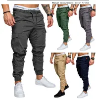 Sıcak tarzı erkek 6 renk kargo çok cep pantolon erkek dokuma günlük pantolon ile joggers yüksek kalite kalem pantolon