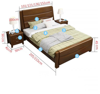 Lit simple et double en bois massif chinois moderne, tailles 1,2 m, 1,35 m et 1,5 m, pour petites chambres familiales, lit avec rangement