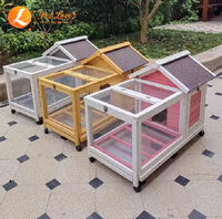 Cage à lapins en bois moderne, grande cage rectangulaire pour animaux de compagnie, roues, plateau amovible, utilisation intérieure/extérieure pour cochon d'Inde, hamster, écureuil
