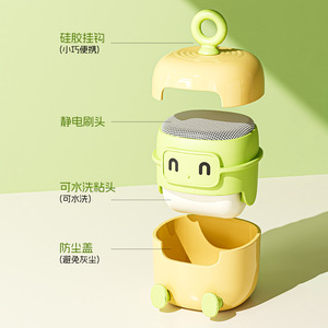 Portable Washable Lint Roller <b>Brush</b> For Clothes With Reusable Sticky Head And <b>Dust</b> Cover Yellow Green - Product Image 1