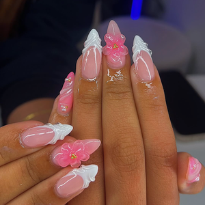 เล็บปลอมฝรั่งเศสสุดหรูแบบกดติด  ยาวเต็มเล็บ  ทำมือ  แบรนด์ส่วนตัว - Product Image 3