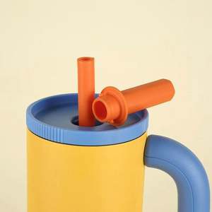 Vaso de taza de viaje de 40oz de gran capacidad de acero inoxidable 304 de colores pastel de último estilo con tapa a prueba de fugas y grabado de paja - Product Image 3