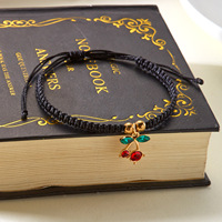 Dames armband van legering met eenvoudige, veelzijdige kersen hanger, handgeweven, cadeau voor de pols