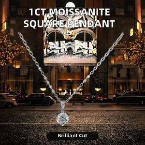 Pendentif carré en moissanite sur collier en argent sterling S925, collier pour femme avec certificat GRA - Product Image 3