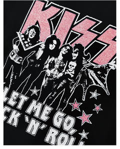 <strong>Kiss</strong> Rock Band Oversized Knitted T-Shirt with Round Neck Short-Sleeved Pink Label 'Let Me Go' Mask Design - Product Image 3