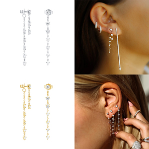 ROXI Fashion S925 <b>Sterling</b> <b>Silver</b> Ins Simple square Diamond Daily Matching <b>Hoop</b> Earrings - Product Image 6