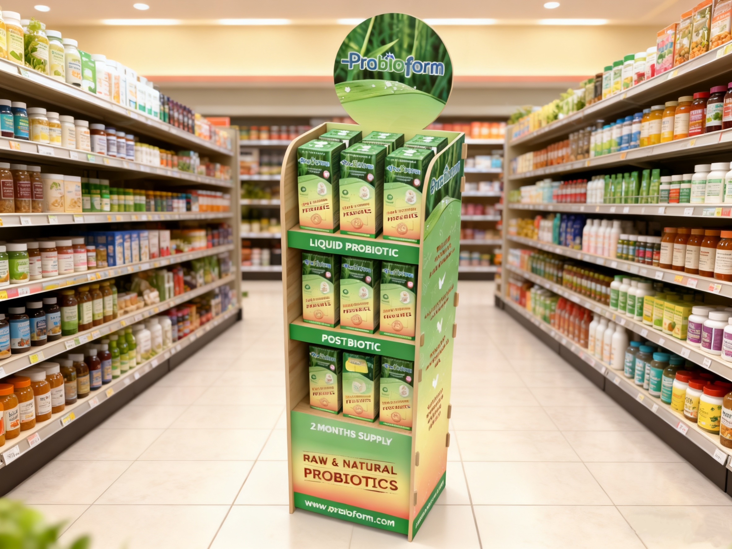 Custom Wooden Probiotics Supplement Display Rack Foldable Display Rack for Boxes, Cans & Bags for Supermarket & Retail Stores — view 5