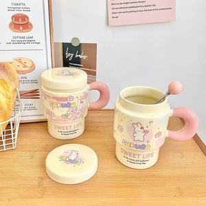 M Charming Girl's Cherry Blossom Mug Cuchara <span class=keywords><strong>de</strong></span> tapa <span class=keywords><strong>de</strong></span> cerámica <span class=keywords><strong>de</strong></span> buen aspecto <span class=keywords><strong>para</strong></span> fiesta <span class=keywords><strong>de</strong></span> oficina Desayuno Cute Ins Style Coffee Cup - Product Image 4