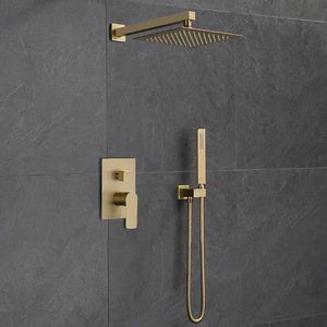 Kaiping-ducha de baño de oro cepillado, pulverizador superior de doble función montado en la pared, mezclador de ducha de oro cepillado, juego de grifo - Product Image 4