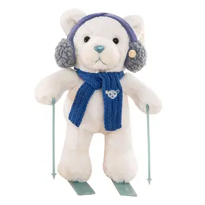 Ski Teddy Bear Plush Doll Sled Bear Plush Toy Bear Plush Doll Couple In Cotton Coat For Girl New Year's Birthday Gift